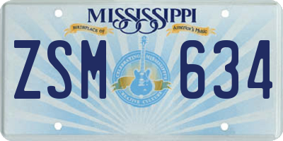 MS license plate ZSM634