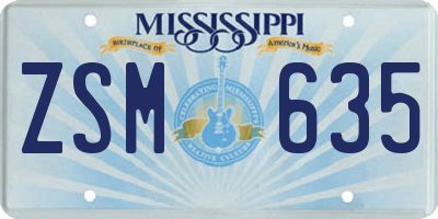 MS license plate ZSM635