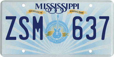 MS license plate ZSM637