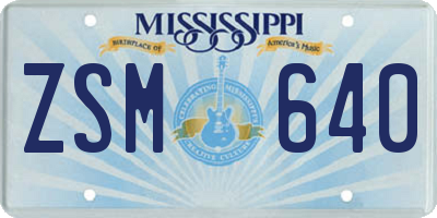 MS license plate ZSM640