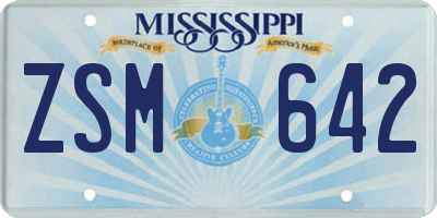 MS license plate ZSM642