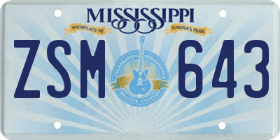 MS license plate ZSM643