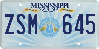 MS license plate ZSM645