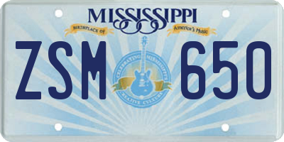 MS license plate ZSM650