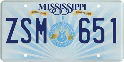MS license plate ZSM651
