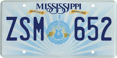 MS license plate ZSM652