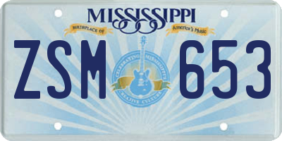 MS license plate ZSM653