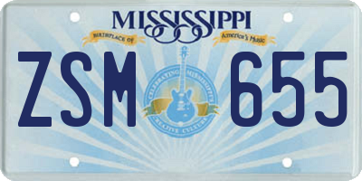 MS license plate ZSM655