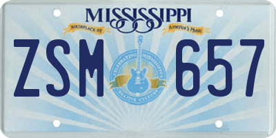 MS license plate ZSM657