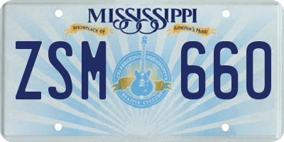 MS license plate ZSM660