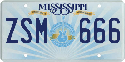 MS license plate ZSM666