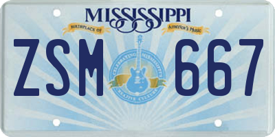 MS license plate ZSM667