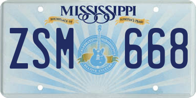 MS license plate ZSM668