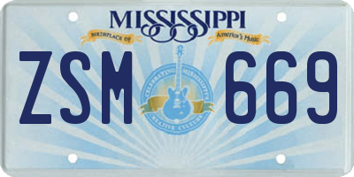 MS license plate ZSM669