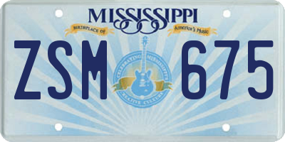 MS license plate ZSM675