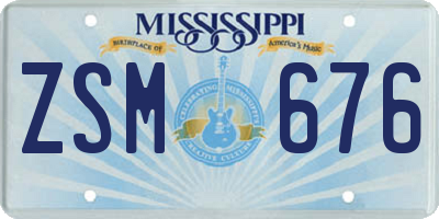 MS license plate ZSM676