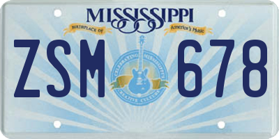 MS license plate ZSM678