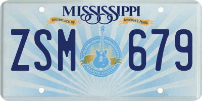 MS license plate ZSM679