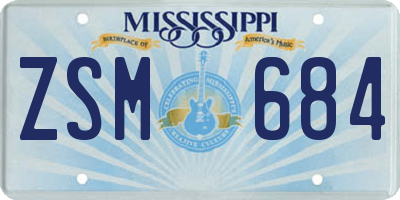 MS license plate ZSM684