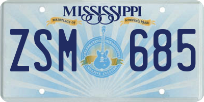 MS license plate ZSM685