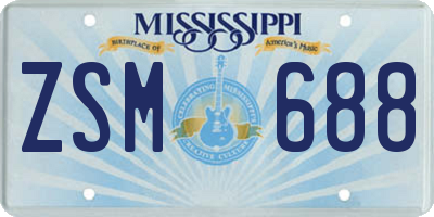 MS license plate ZSM688