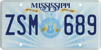 MS license plate ZSM689