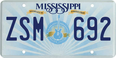 MS license plate ZSM692