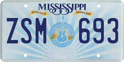 MS license plate ZSM693