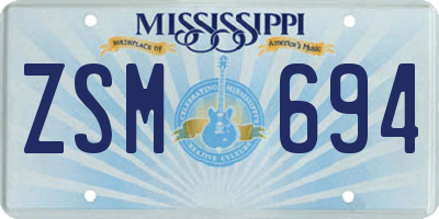 MS license plate ZSM694