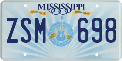 MS license plate ZSM698