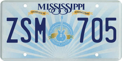 MS license plate ZSM705
