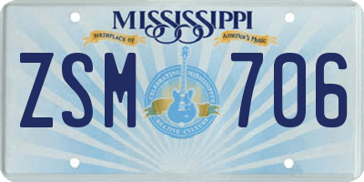 MS license plate ZSM706