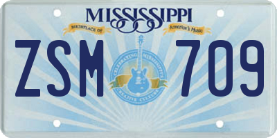 MS license plate ZSM709