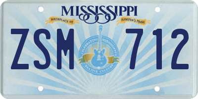 MS license plate ZSM712