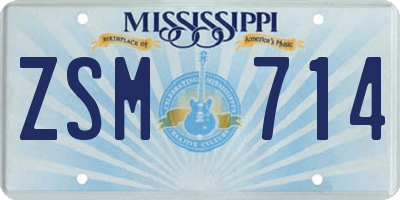 MS license plate ZSM714