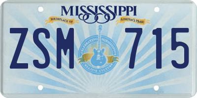 MS license plate ZSM715