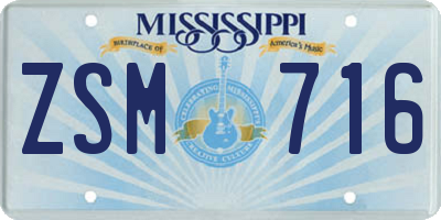 MS license plate ZSM716