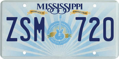 MS license plate ZSM720