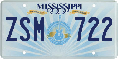 MS license plate ZSM722
