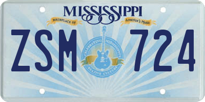 MS license plate ZSM724