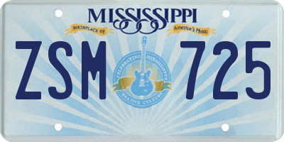 MS license plate ZSM725