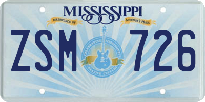 MS license plate ZSM726