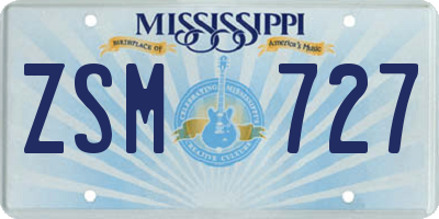 MS license plate ZSM727