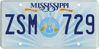 MS license plate ZSM729