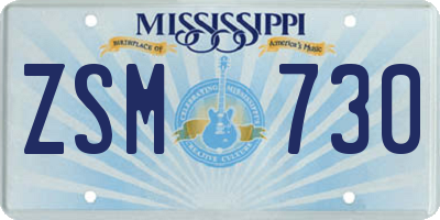 MS license plate ZSM730