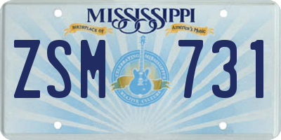 MS license plate ZSM731