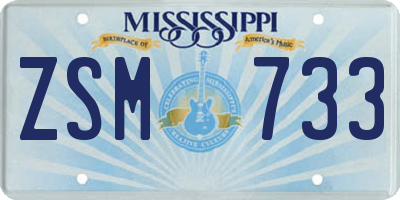 MS license plate ZSM733