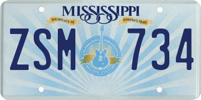 MS license plate ZSM734