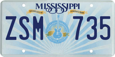 MS license plate ZSM735