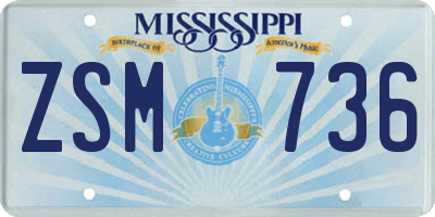MS license plate ZSM736